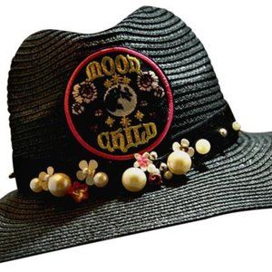 "Moon Child" Black Beach Panama Sun Hat